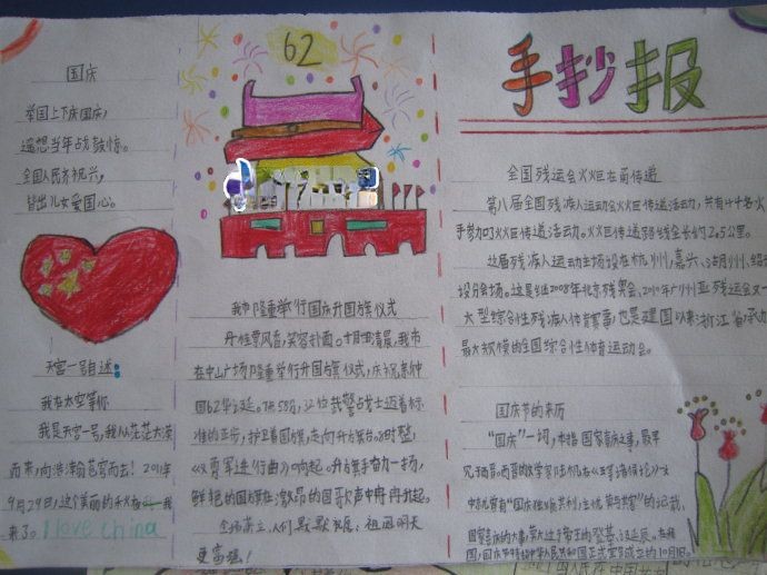 国庆节获奖手抄报图片