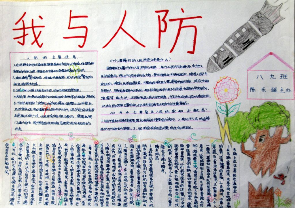 我与人防手抄报版面设计图