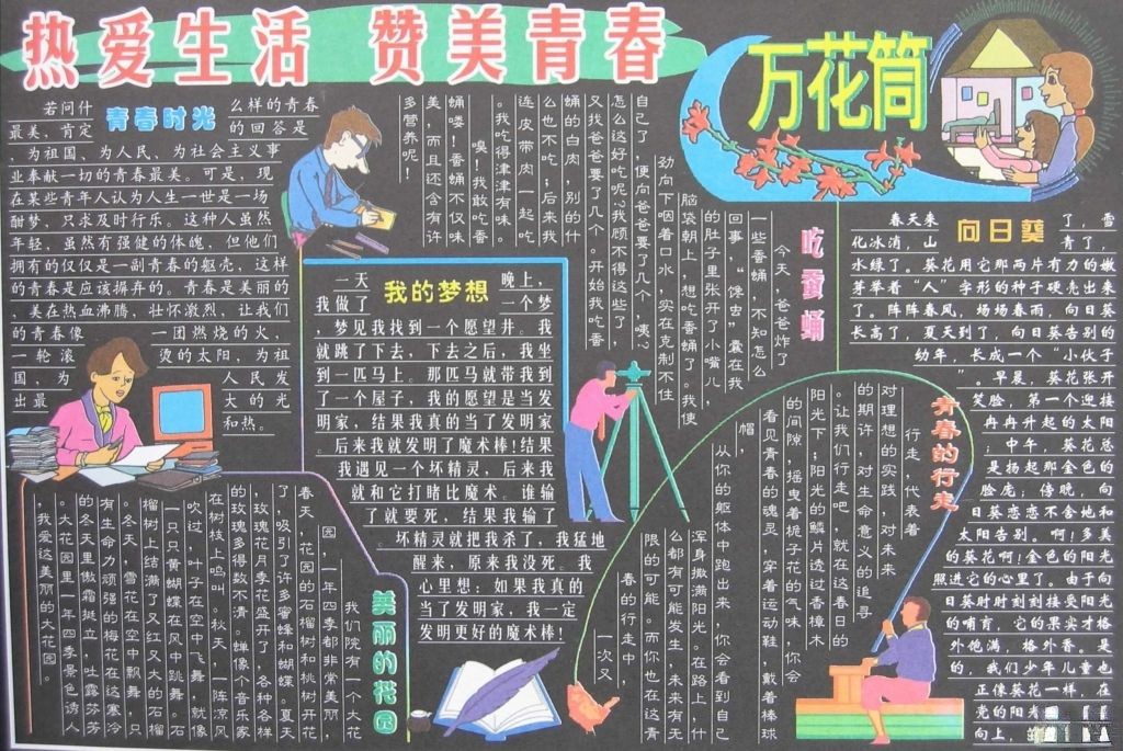 热爱生活赞美青春主题板报