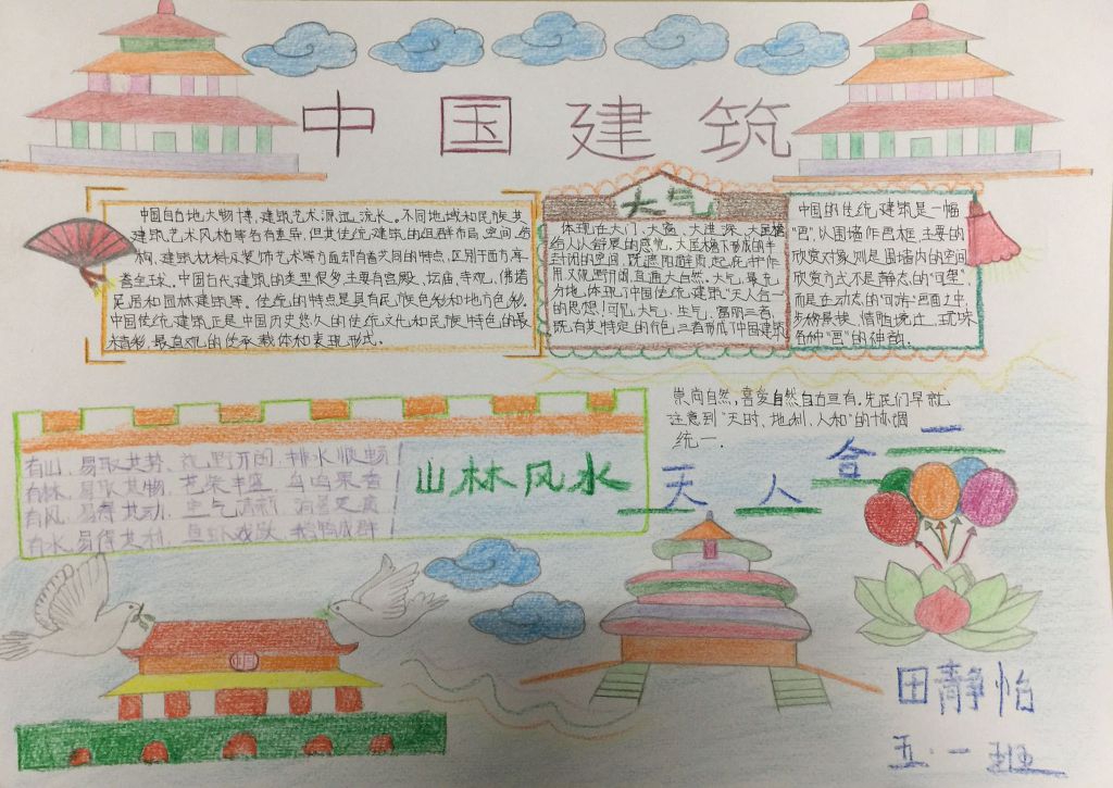 中国传统建筑艺术手抄报图片大全