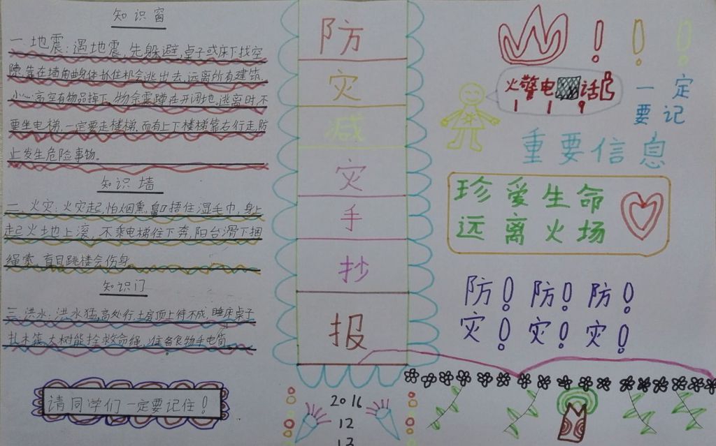 防震减灾防患未然手抄报