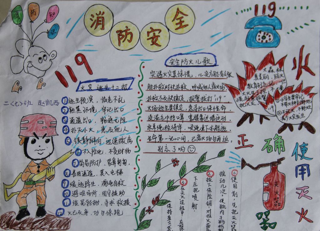 消防安全关系你我他手抄报