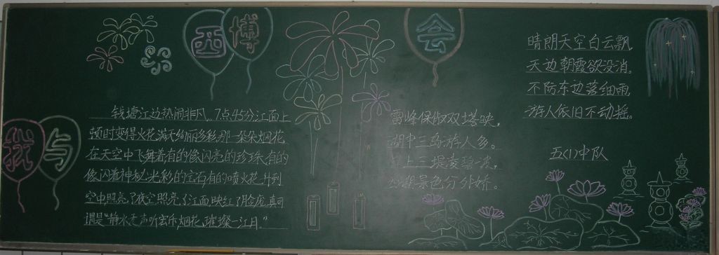 迎西博会专题黑板报作品